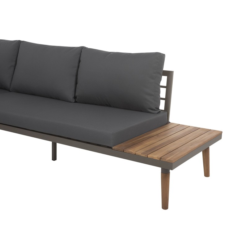 Narożnik ogrodowy ze stolikiem dla 5 osób CORATO Drewno akacjowe Szary