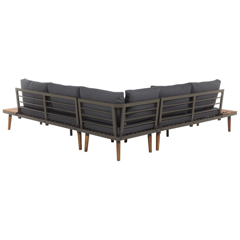 Narożnik ogrodowy ze stolikiem dla 5 osób CORATO Drewno akacjowe Szary