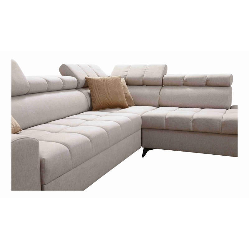 Venna VII corner sofa with sleeping function, USB port, and opening bar in Plush, Avra 14