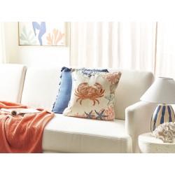 Poduszka dekoracyjna SARGASSUM Len 45 x 45 cm Beżowy Wzór zwierzęcy