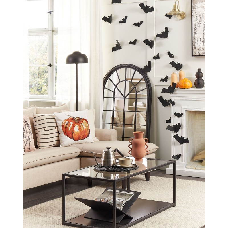 Zestaw 2 poduszek dekoracyjnych CURBITA Welur 45 x 45 cm Beżowy Wzór roślinny