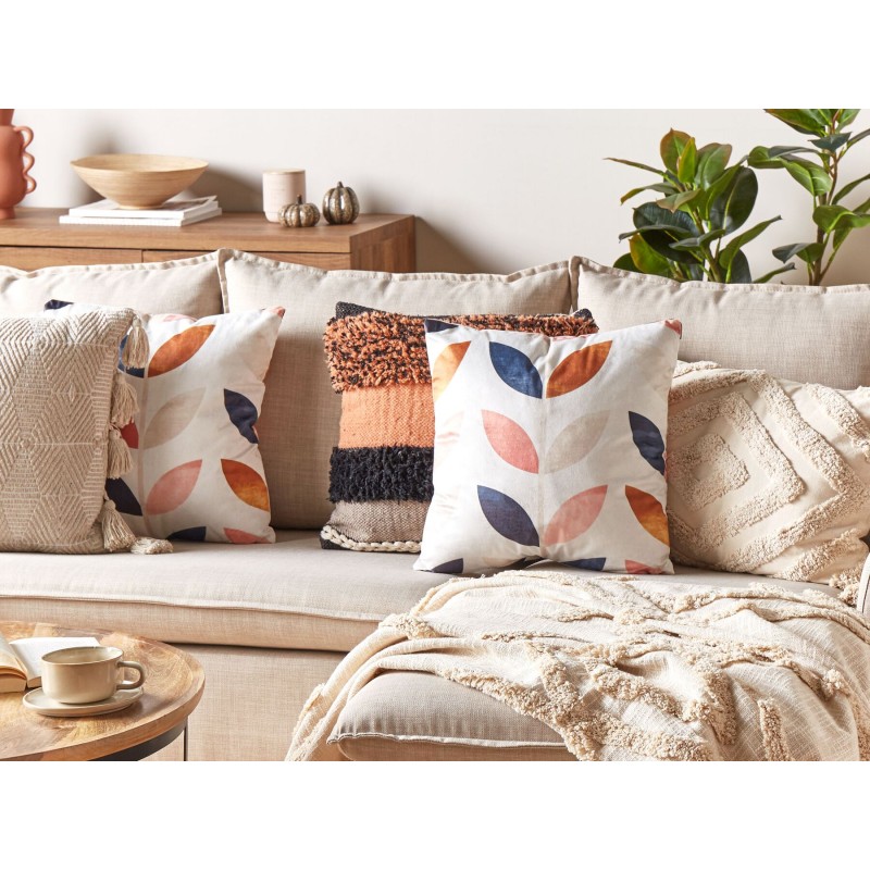 Zestaw 2 poduszek dekoracyjnych QUINOA Welur 45 x 45 cm Kolorowy Wzór roślinny
