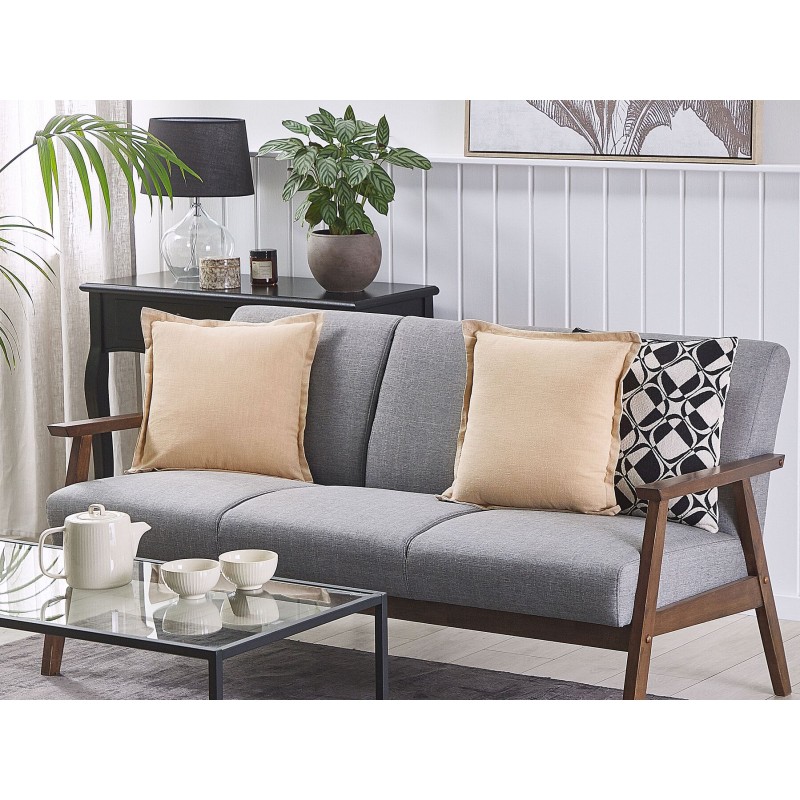 Zestaw 2 poduszek dekoracyjnych GUZMANIA 45 x 45 cm Beżowy Jednolity