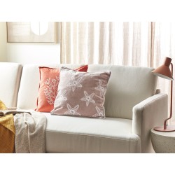 Poduszka dekoracyjna CERAMIUM Welur 45 x 45 cm Pastelowy róż Wzór kwiatowy