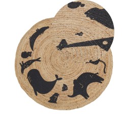 Dywan dziecięcy okrągły z juty motyw zwierząt ⌀ 120 cm beżowy EARTH