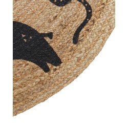 Dywan dziecięcy okrągły z juty motyw zwierząt ⌀ 120 cm beżowy EARTH