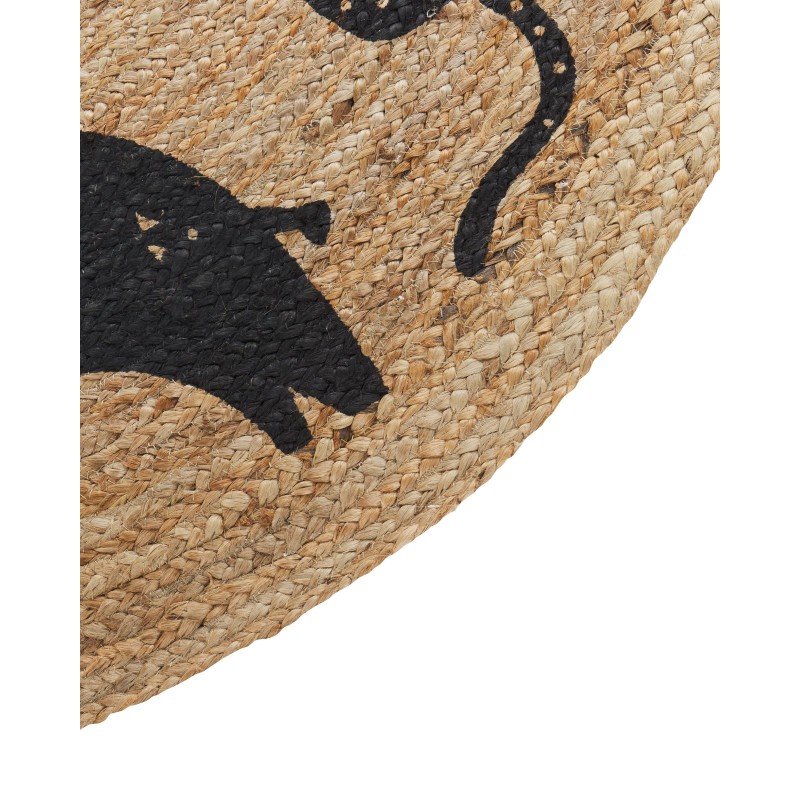 Dywan dziecięcy okrągły z juty motyw zwierząt ⌀ 120 cm beżowy EARTH