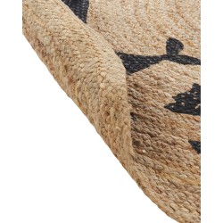 Dywan dziecięcy okrągły z juty motyw zwierząt ⌀ 120 cm beżowy EARTH