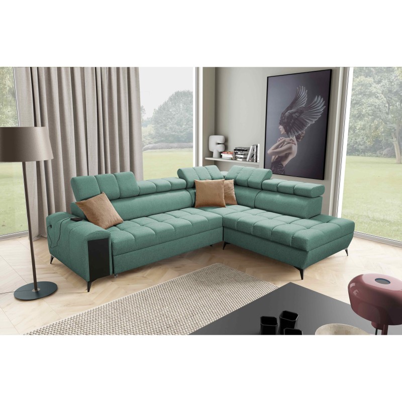 Venna VII Ecksofa mit Schlaffunktion, USB-Anschluss und aufklappbarer Bar Plusz, Avra 11