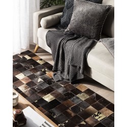 Dywan patchwork skórzany 140 x 200 cm brązowy BANDIRMA