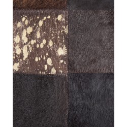 Dywan patchwork skórzany 140 x 200 cm brązowy BANDIRMA