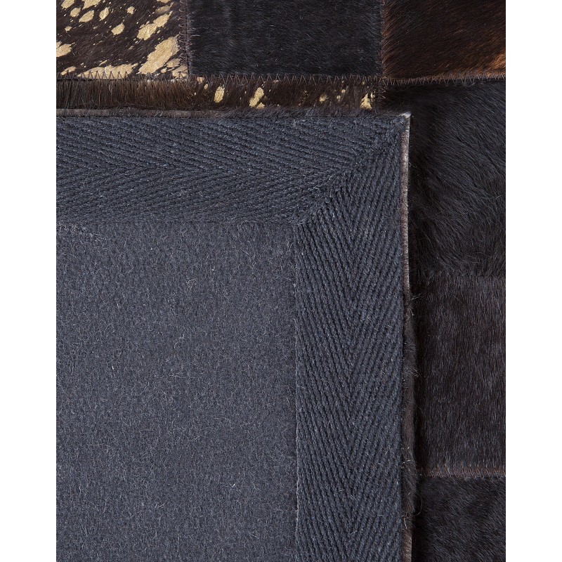 Dywan patchwork skórzany 140 x 200 cm brązowy BANDIRMA