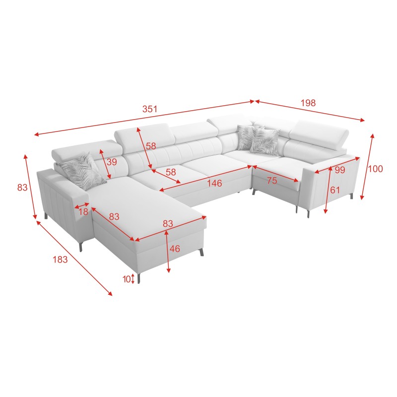 U-förmiges Ecksofa Arco V Maxi - luxuriöser Komfort und Multifunktionalität