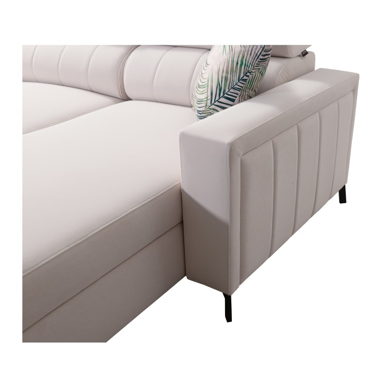 Elegant U-shaped Corner Sofa Arco VI with Sleeping Function - Velvet, Mono 234 + Eco-leather
