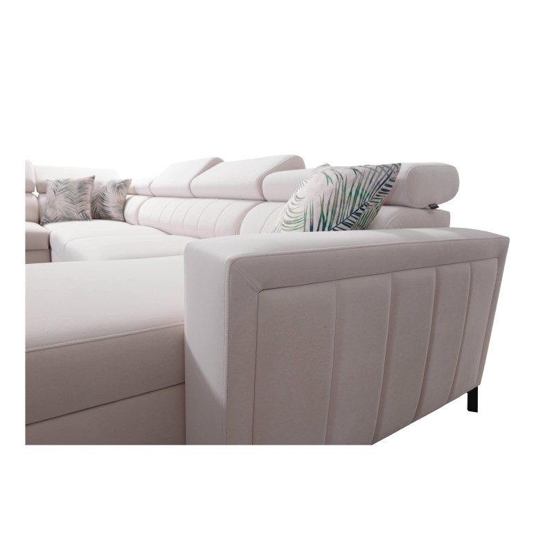 Elegant U-shaped Corner Sofa Arco VI with Sleeping Function - Velvet, Mono 236