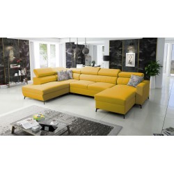 Elegant U-shaped Corner Sofa Arco VI with Sleeping Function - Velvet, Mono 236