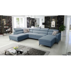 Elegantes U-förmiges Ecksofa Arco VI mit Schlaffunktion - Samt, Mono 239