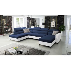 Elegant U-shaped Arco VI Corner Sofa with Sleeping Function - Velvet, Mono 241 + Eco-leather