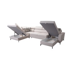 Elegante Sofá Esquinero en Forma de U Arco VI con Función de Cama - Terciopelo, Mono 244