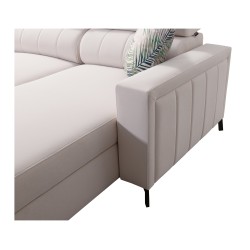 Elegant U-shaped Corner Sofa Arco VI with Sleeping Function - Woven Fabric, Sawana 25 + Eco-leather