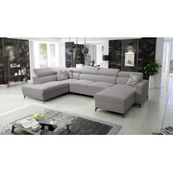 Elegant U-shaped Corner Sofa Arco VI with Sleeping Function - Woven Fabric, Sawana 11