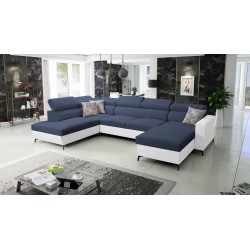 Elegant U-shaped Corner Sofa Arco VI with Sleeping Function - Weave, Sawana 80 + Eco-leather