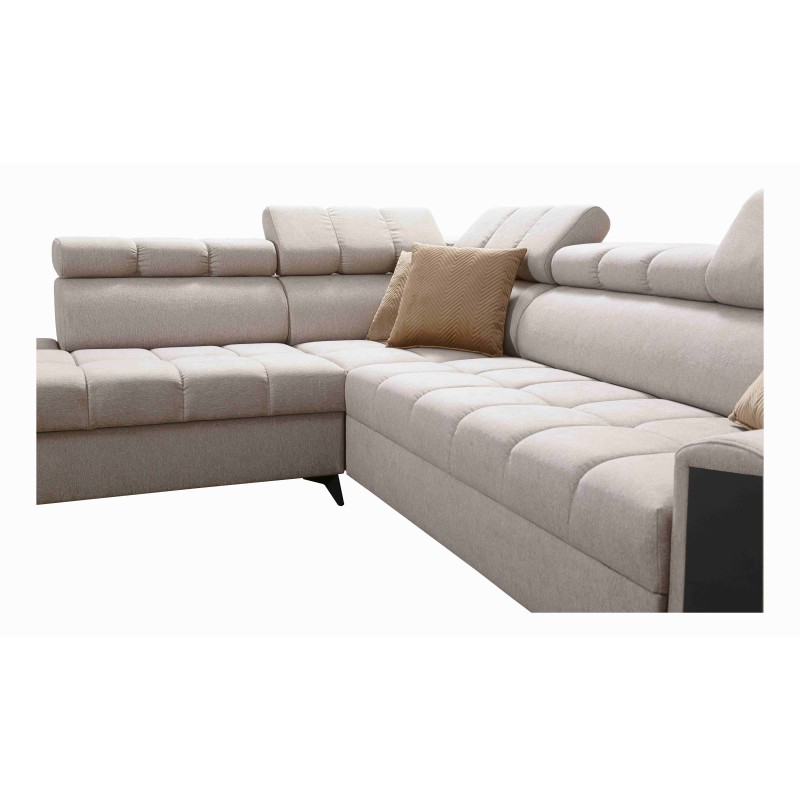 Venna VII corner sofa with sleeping function, USB port, and opening bar in Plush, Avra 14