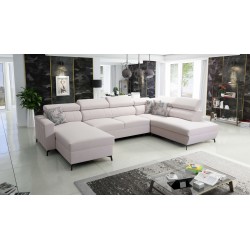 Elegant U-shaped Arco VI Corner Sofa with Sleeping Function - Velvet, Mono 231
