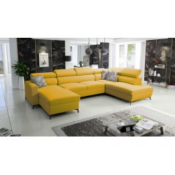 Elegant U-shaped Corner Sofa Arco VI with Sleeping Function - Velvet, Mono 236