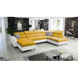 Elegant U-shaped Arco VI Corner Sofa with Sleeping Function - Velvet, Mono 236 + Eco-leather