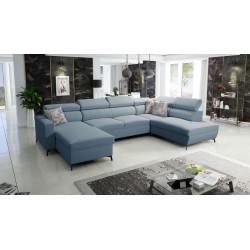 Elegantes U-förmiges Ecksofa Arco VI mit Schlaffunktion - Samt, Mono 239