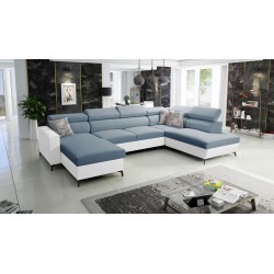 Elegancki Narożnik w kształcie U Arco VI z funkcją spania - Velvet, Mono 239 + Ecoskóra