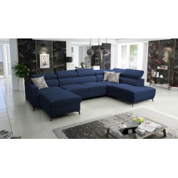 Elegant U-shaped Arco VI Corner Sofa with Sleeping Function - Velvet, Mono 241