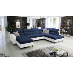 Elegant U-shaped Arco VI Corner Sofa with Sleeping Function - Velvet, Mono 241 + Eco-leather