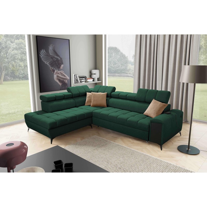 Venna VII corner sofa with sleeping function, USB port, and opening bar Plusz, Avra 12