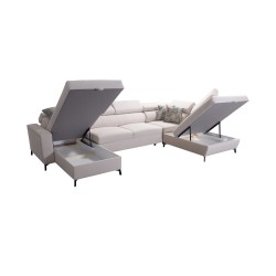 Elegantes U-förmiges Ecksofa Arco VI mit Schlaffunktion - Samt, Mono 244