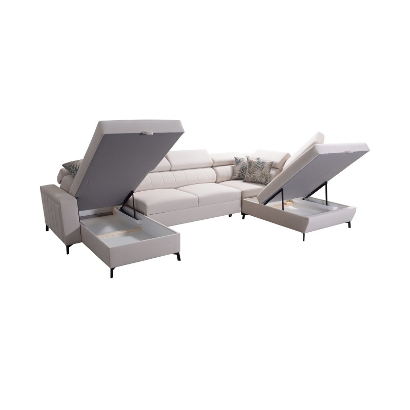 Elegantes U-förmiges Ecksofa Arco VI mit Schlaffunktion - Samt, Mono 244