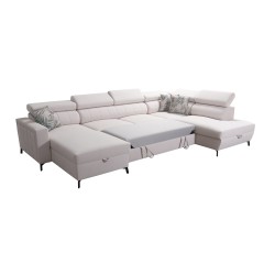 Elegantes U-förmiges Ecksofa Arco VI mit Schlaffunktion - Samt, Mono 244