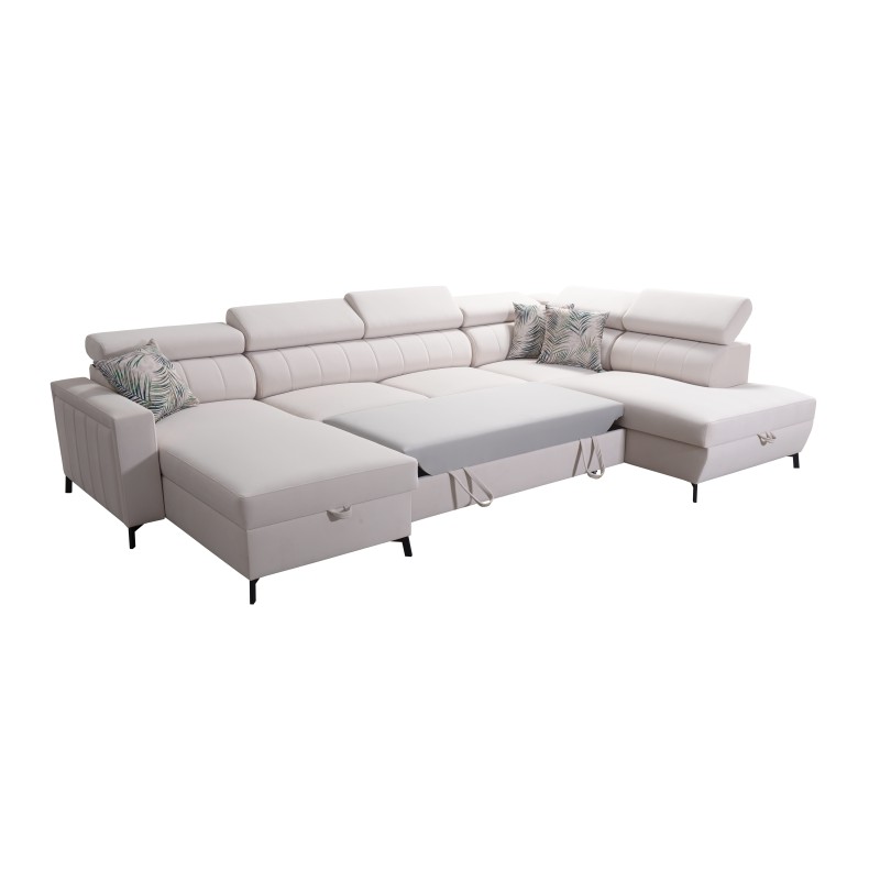 Elegantes U-förmiges Ecksofa Arco VI mit Schlaffunktion - Samt, Mono 244