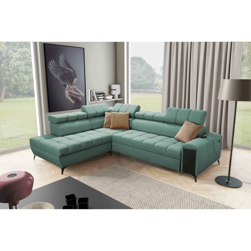 Venna VII Ecksofa mit Schlaffunktion, USB-Anschluss und aufklappbarer Bar Plusz, Avra 11