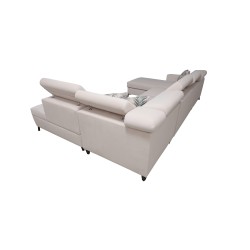 Elegantes U-förmiges Ecksofa Arco VI mit Schlaffunktion - Samt, Mono 244