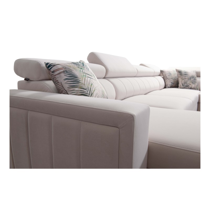 Sofá Esquinero en forma de U Arco VI con función de cama - Tejido, Sawana 72 + Eco-cuero