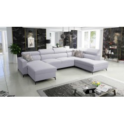 Elegantes U-förmiges Ecksofa Arco VI mit Schlaffunktion - Geflecht, Sawana 84