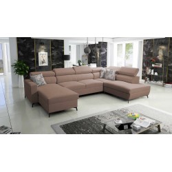 Elegantes Ecksofa in U-Form Arco VI mit Schlaffunktion - Geflecht, Sawana 25