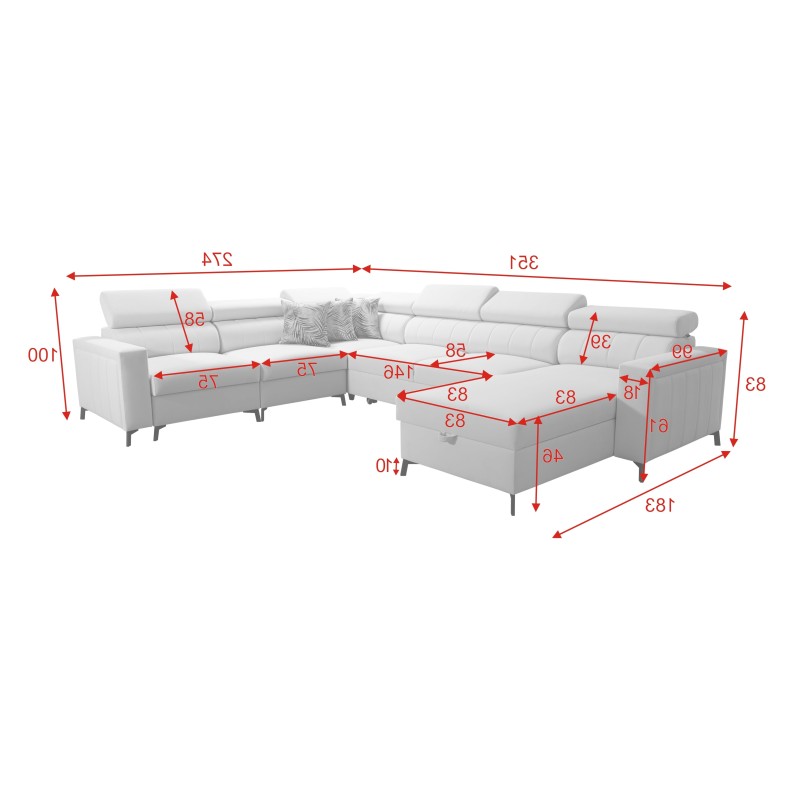 U-shaped corner sofa Arco VII with sleeping function – where elegance meets functionality