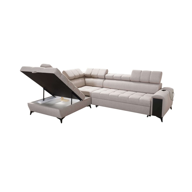 Venna VII corner sofa with a sleeping function, USB port, and opening bar Plush, Avra 6
