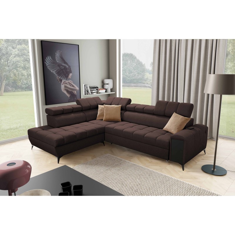 Venna VII corner sofa with a sleeping function, USB port, and opening bar Plush, Avra 6