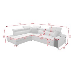 Venna VII corner sofa with a sleeping function, USB port, and opening bar Plush, Avra 2