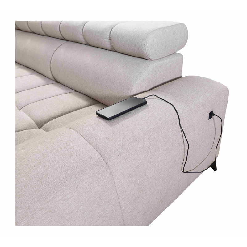 Ecksofa Venna III mit Schlaffunktion, USB-Anschluss und aufklappbarer Bar - Plüsch, Avra 16