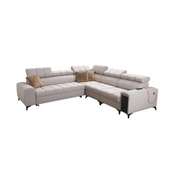 Ecksofa Venna III mit Schlaffunktion, USB-Anschluss und aufklappbarer Bar - Plüsch, Avra 16